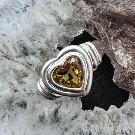 Carolyn Pollack Sterling Silver Faceted Citrine Heart Shape Ring Size 7 For Women