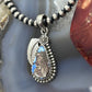 Sterling Silver Southwestern Style Teardrop Golden Hill Turquoise Leaves Pendant For Women