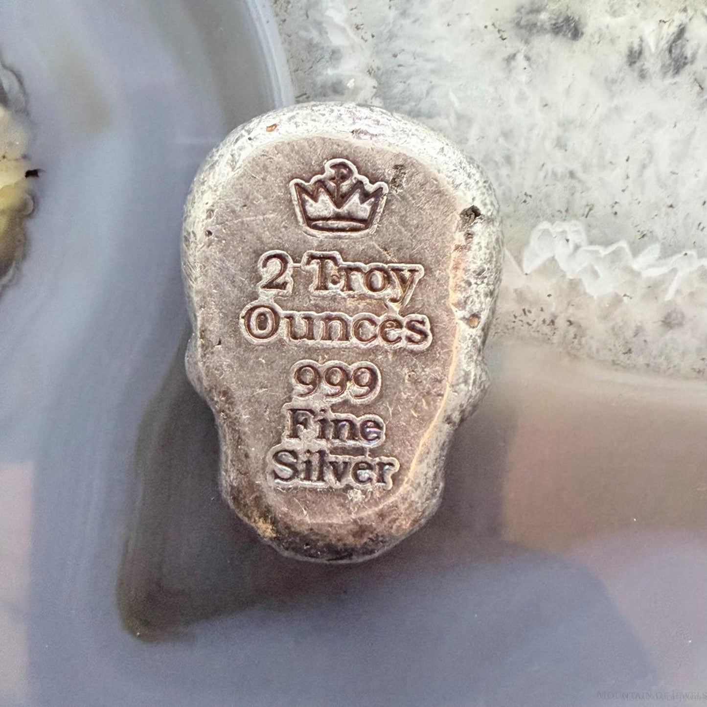 2 Troy Ounces of .999 Fine Silver Decorated Skull #PX.EO