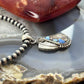 Sterling Silver Southwestern Style Teardrop Golden Hill Turquoise Leaves Pendant For Women