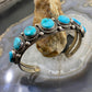 Vintage Native American Sterling Silver Single Row Graduated Turquoise Bracelet