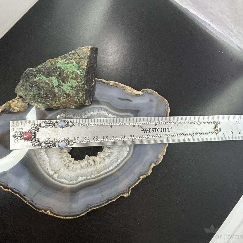 Carolyn Pollack Sterling Silver Blue Lace & Rhodochrosite Necklace For Women