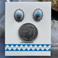 Sterling Silver Repousse Oval Concho with Turquoise Stud Earrings For Women