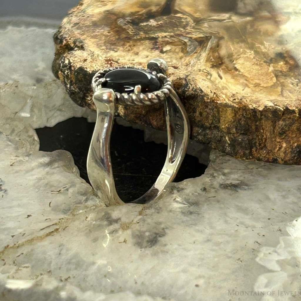 Carolyn Pollack Sterling Silver Oval Onyx Size 9.5 Reversible Ring For Women