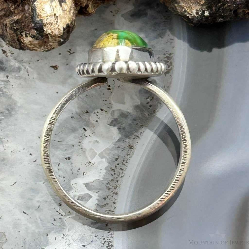 Sterling Silver Southwestern Style Teardrop Sonora Gold Turquoise Adjustable Ring For Women #1