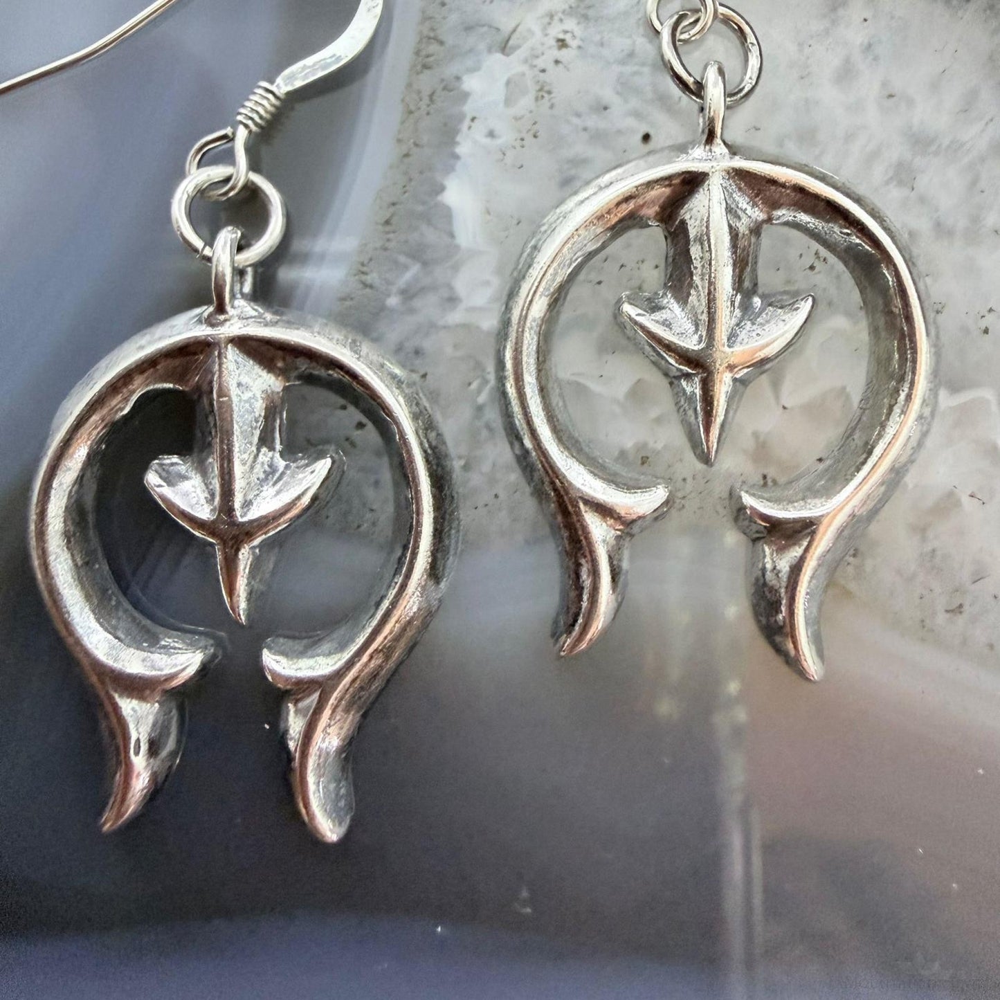 Sterling Silver Southwestern Style Naja Dangle Earrings For Women