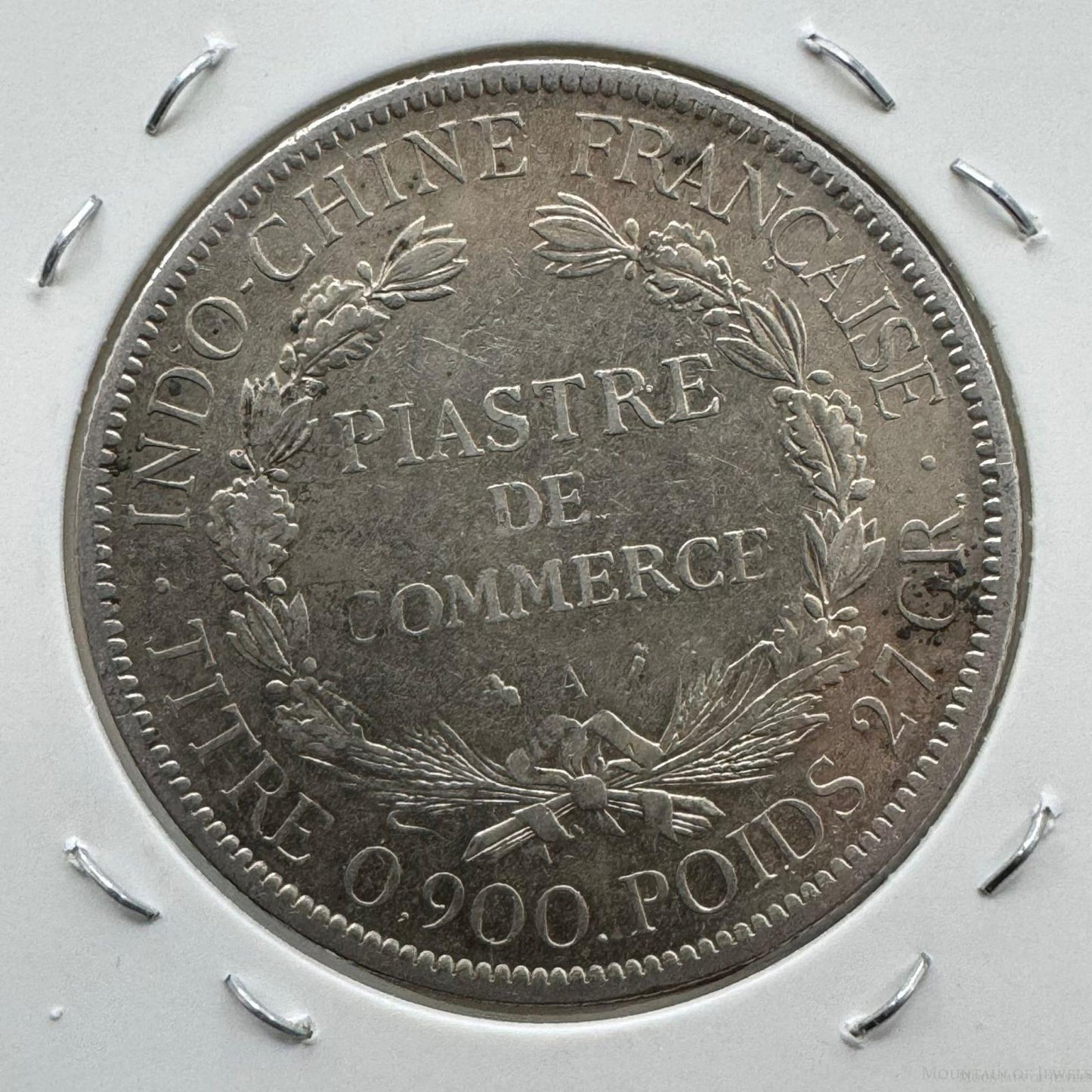 1896 France Indo-Chine Piaster De Commerce 27 gr 90% Silver Coin VG-F #52624-9S