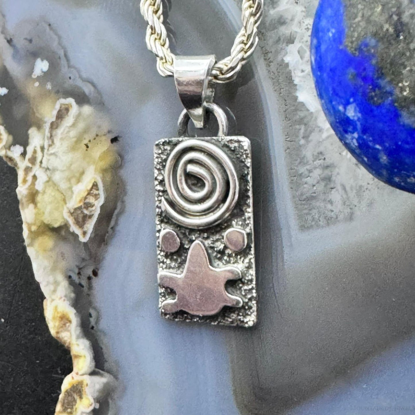 Alex Sanchez Native American Sterling Silver Petroglyph Dainty Pendant For Women #1