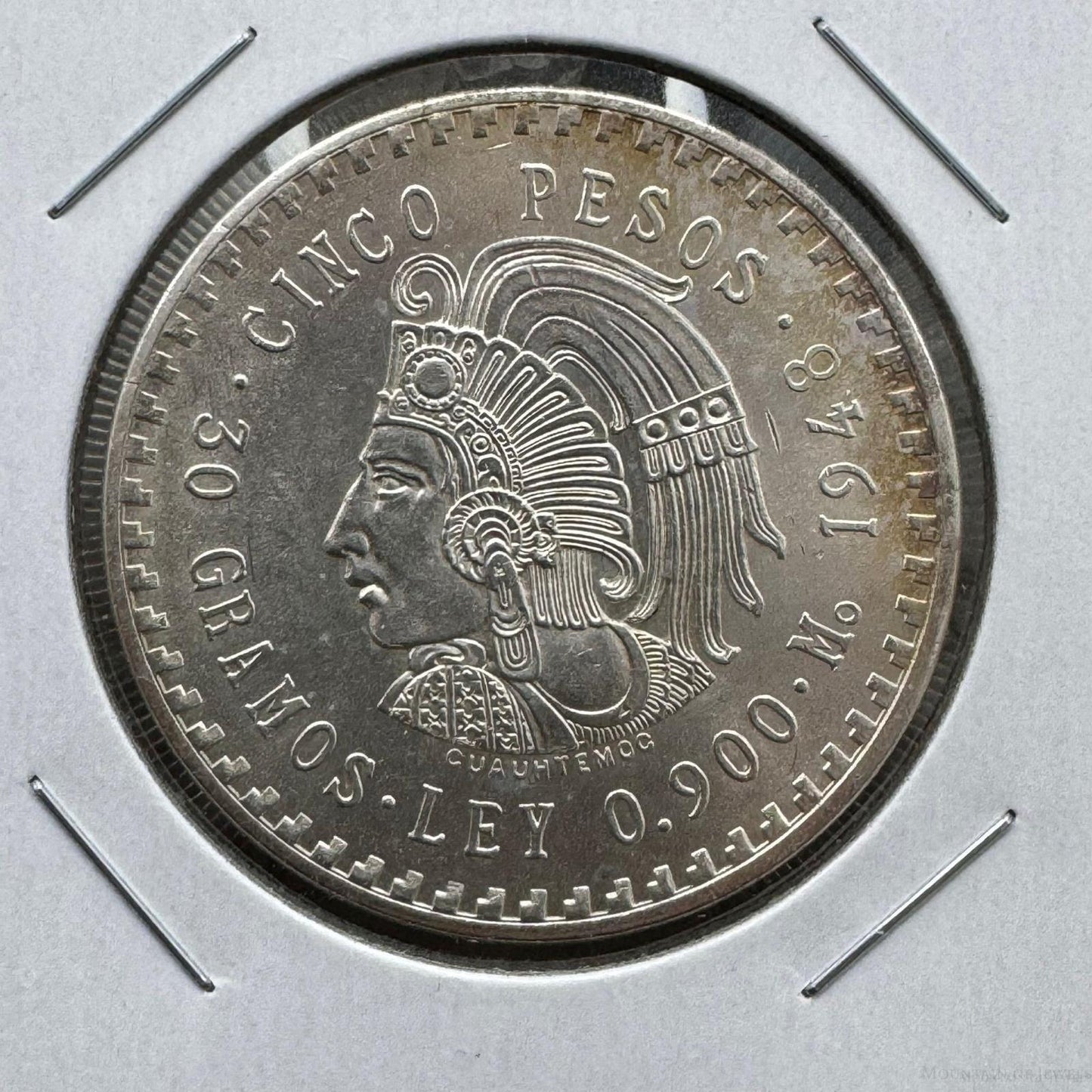 1948 Mexico 5 Pesos 30 gr 90% Silver Coin BU #52524-5GE