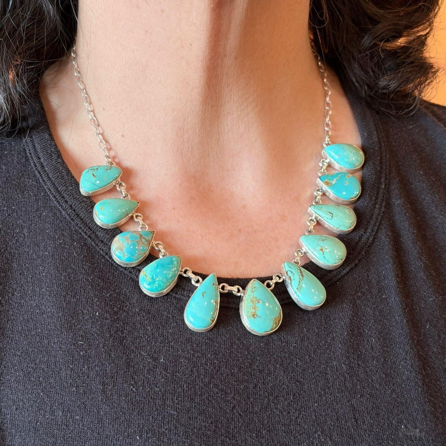Sterling Silver Southwestern Style Kingman Turquoise 20" Necklace For Women