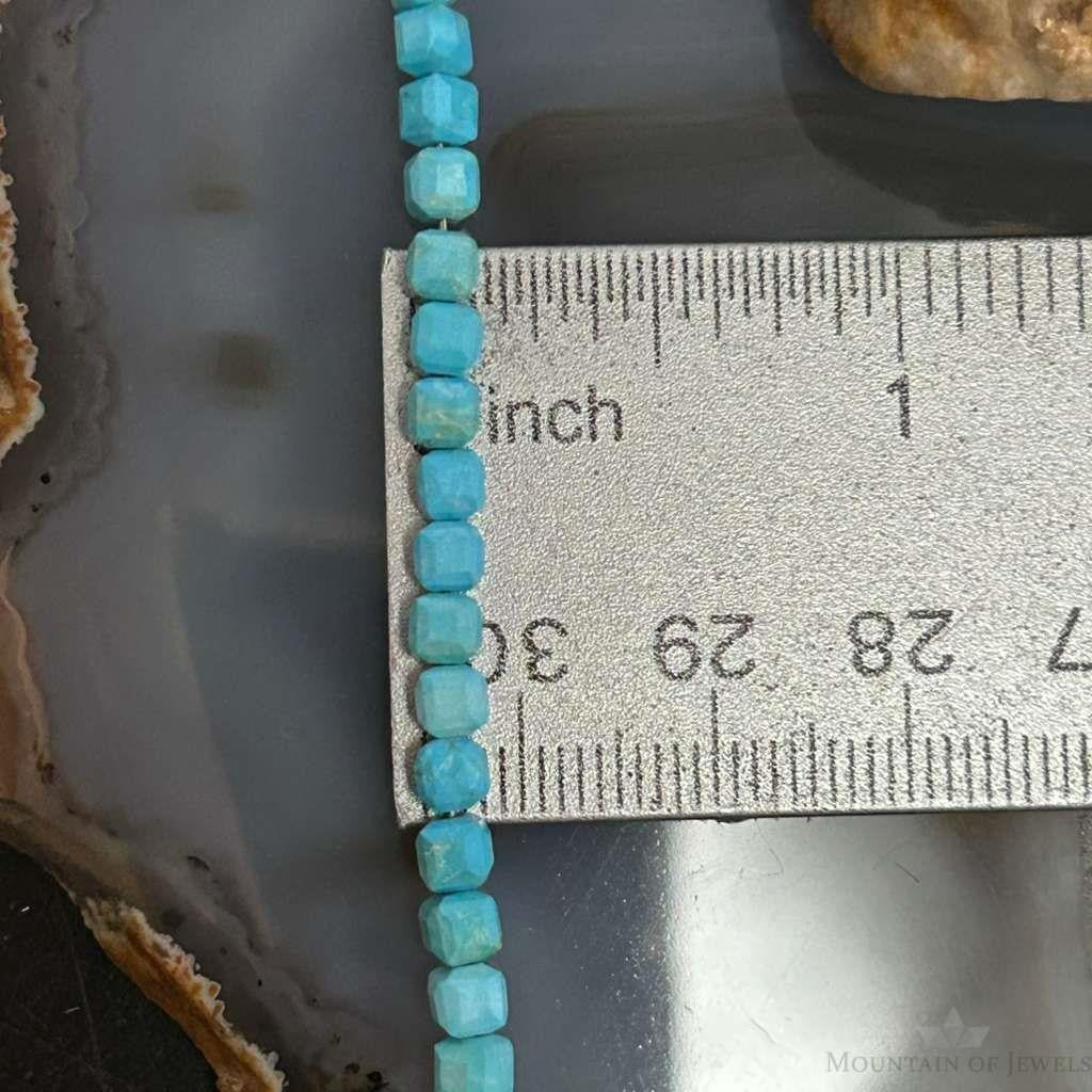 Sterling Silver 5mm Faceted Turquoise Beads 16" Necklace For Women