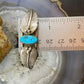 Vintage Native American Silver Oval Turquoise w/2 Feathers Bracelet For Women