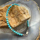 Sterling Silver 4mm Turquoise & Ridged Silver Beads 7.25" Bracelet For Women