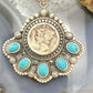 Sterling Silver Southwestern Style 1939 Mercury Dime & Kingman Turquoise Pendant