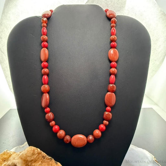 Carolyn Pollack Sterling Silver Coral, Carnelian, Red Jasper Beads 17"-20" Necklace For Women