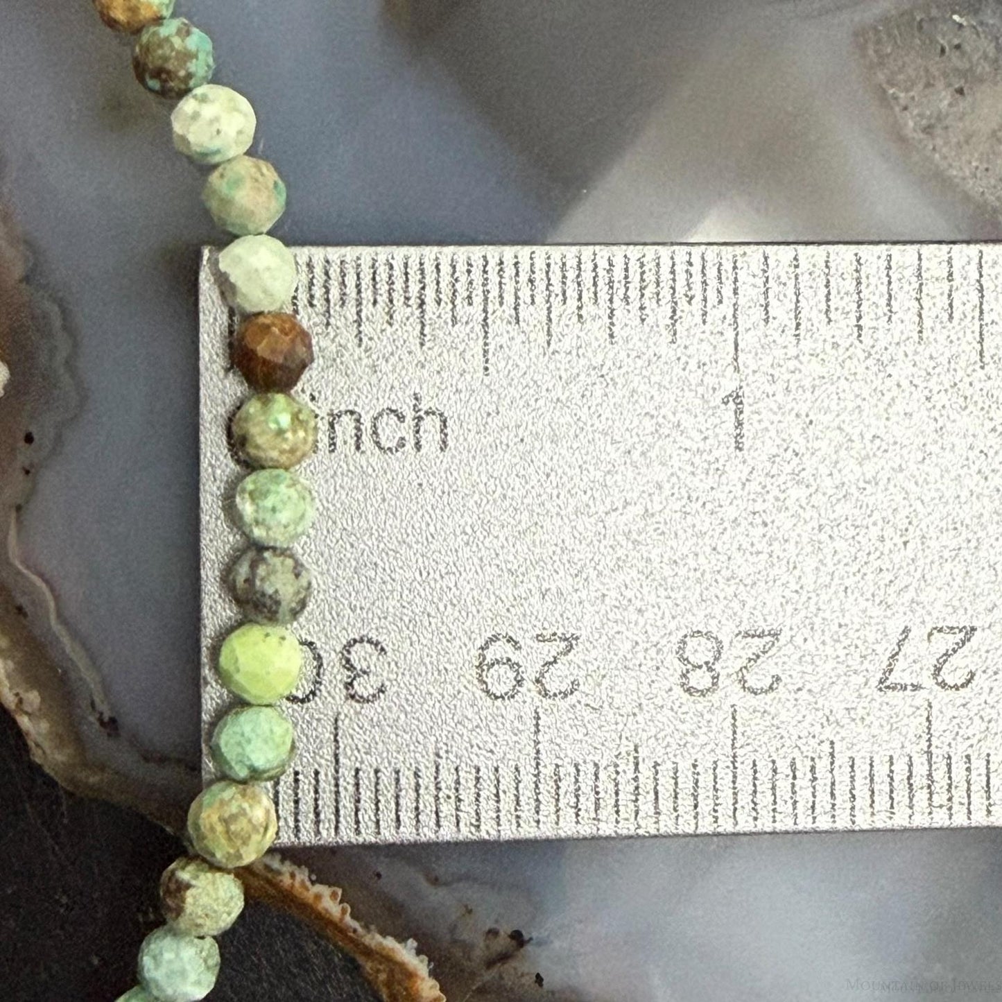 Sterling Silver 4mm Faceted Hubei Turquoise Beads 7.25" Bracelet For Women