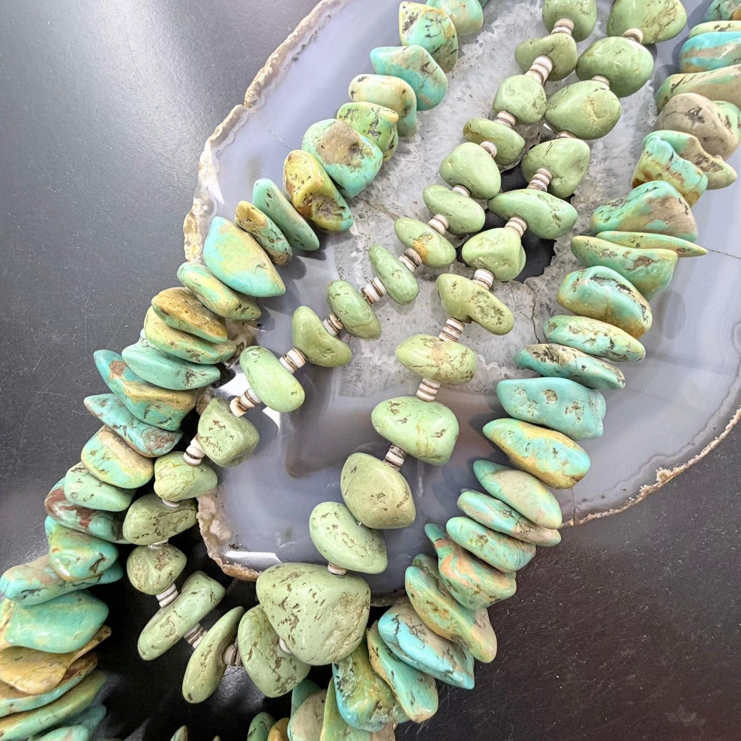 Vintage 2 Strands Chunky Natural Turquoise Stone Necklace For Women For Women