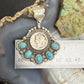 Sterling Silver Southwestern Style 1936 Mercury Dime & Kingman Turquoise Pendant