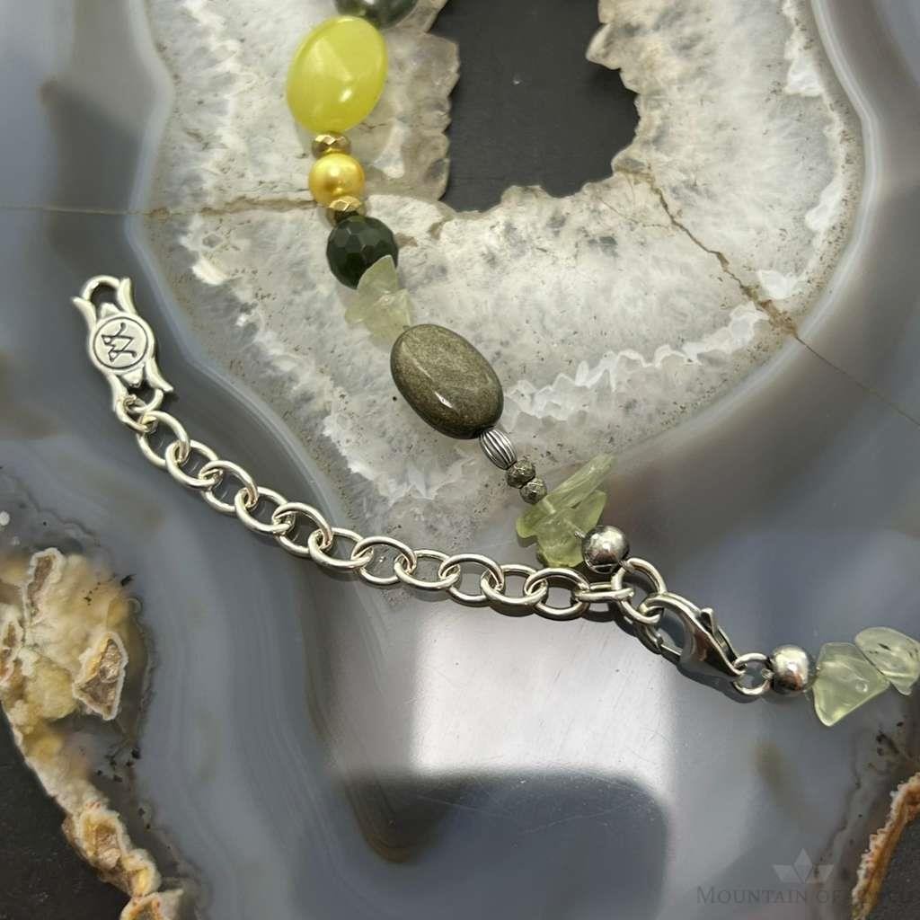 Carolyn Pollack Sterling Silver Serpentine & Prehnite Bead Necklace For Women