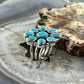 Sterling Silver Southwestern Style Mohave Turquoise Cluster Ring Size 7 For Women