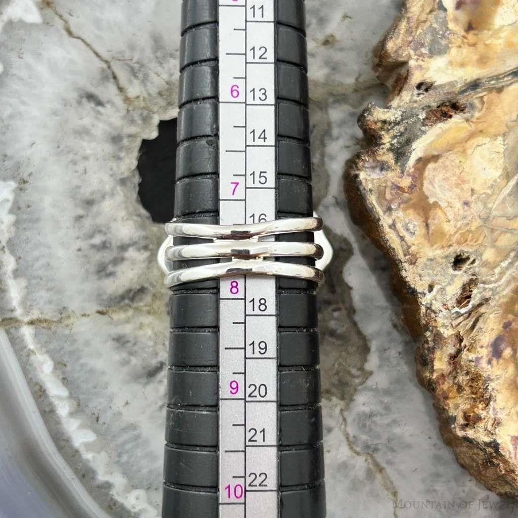 Sterling Silver Southwestern Style Mohave Turquoise Cluster Ring Size 7.5 For Women