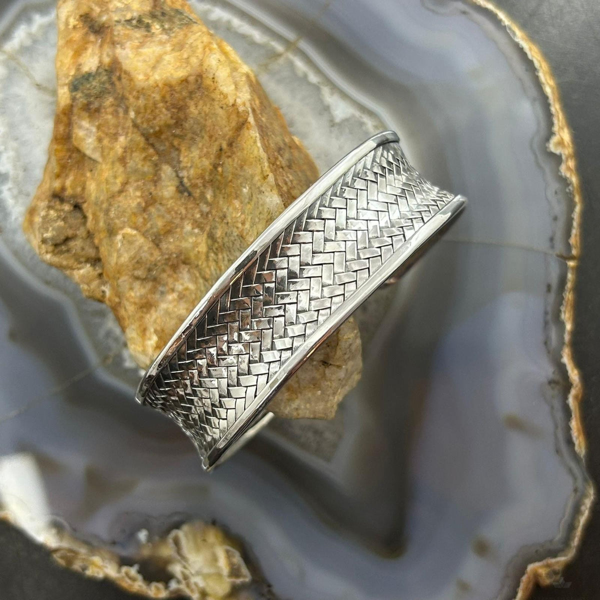 Sterling Silver Woven Flexible & Adjutable Decorated Fashion Bracelet For Women #1