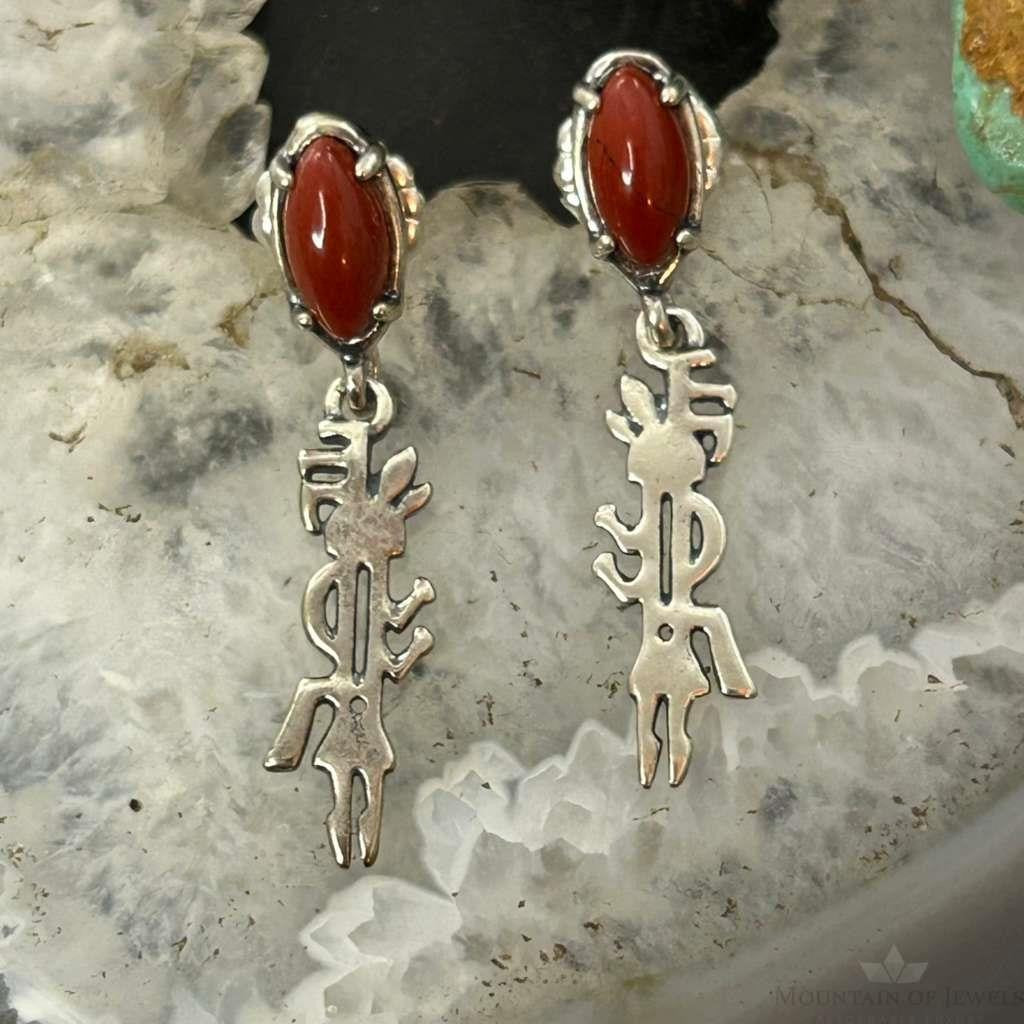 Carolyn Pollack Sterling Silver Red Jasper W/Kokopelli Dangle Earrings For Women