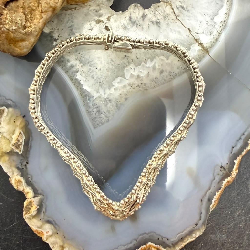 Vintage Sterling Silver 7" Fashion V Shape Link Bracelet For Women, Made in Mexico
