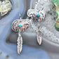 Native American Sterling Silver Horse w/Turquoise & Feather Dangle Earrings For Women