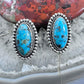 Native American Sterling Silver Oval Turquoise Decorated Post Earrings For Women