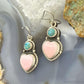 Sterling Silver Southwestern Style Pink Conch & Turquoise Dangle Earrings For Women