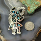Vintage Native American Silver Turquoise Inlay Rainbow Man Brooch For Women