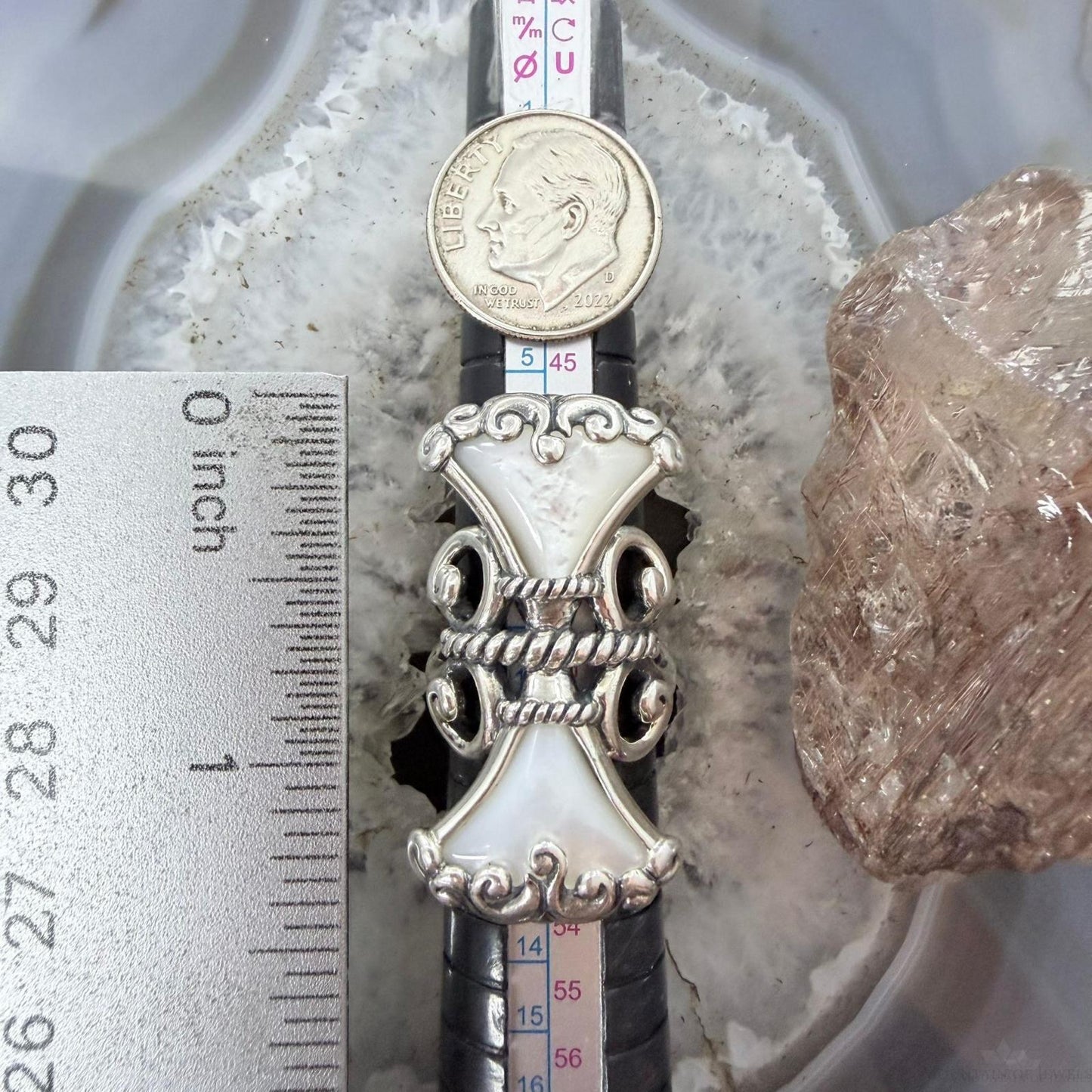 Carolyn Pollack Sterling Silver Mother Of Pearl Rope Swirl Decorated Ring Size 5 For Women