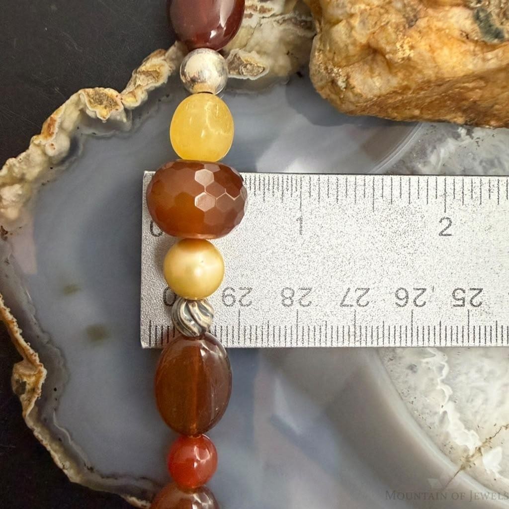 Carolyn Pollack Sterling Silver Carnelian & Fresh Water Pearl Beads 22"-26" Necklace