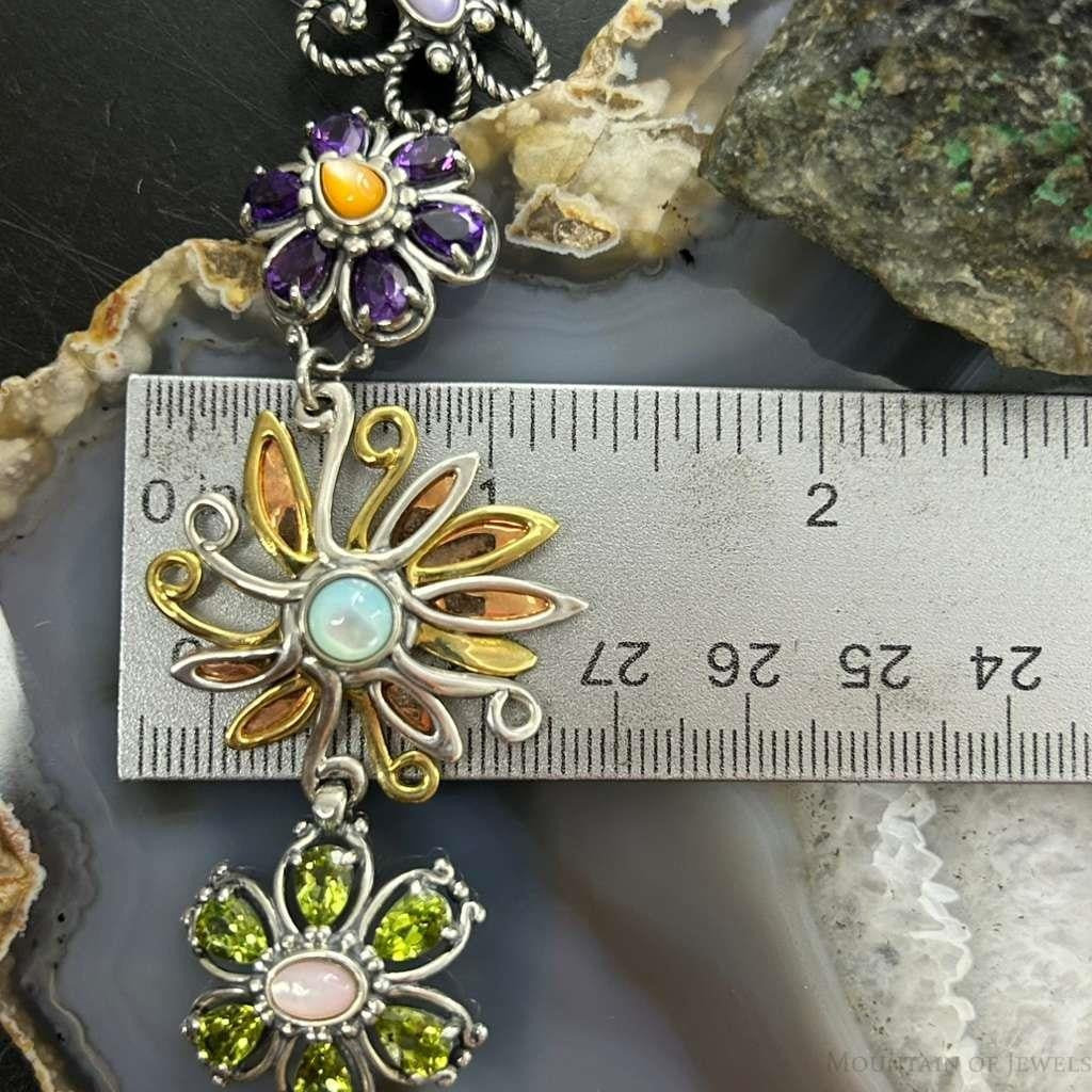 Carolyn Pollack Sterling Silver & Copper, Brass Flower Bracelet For Women