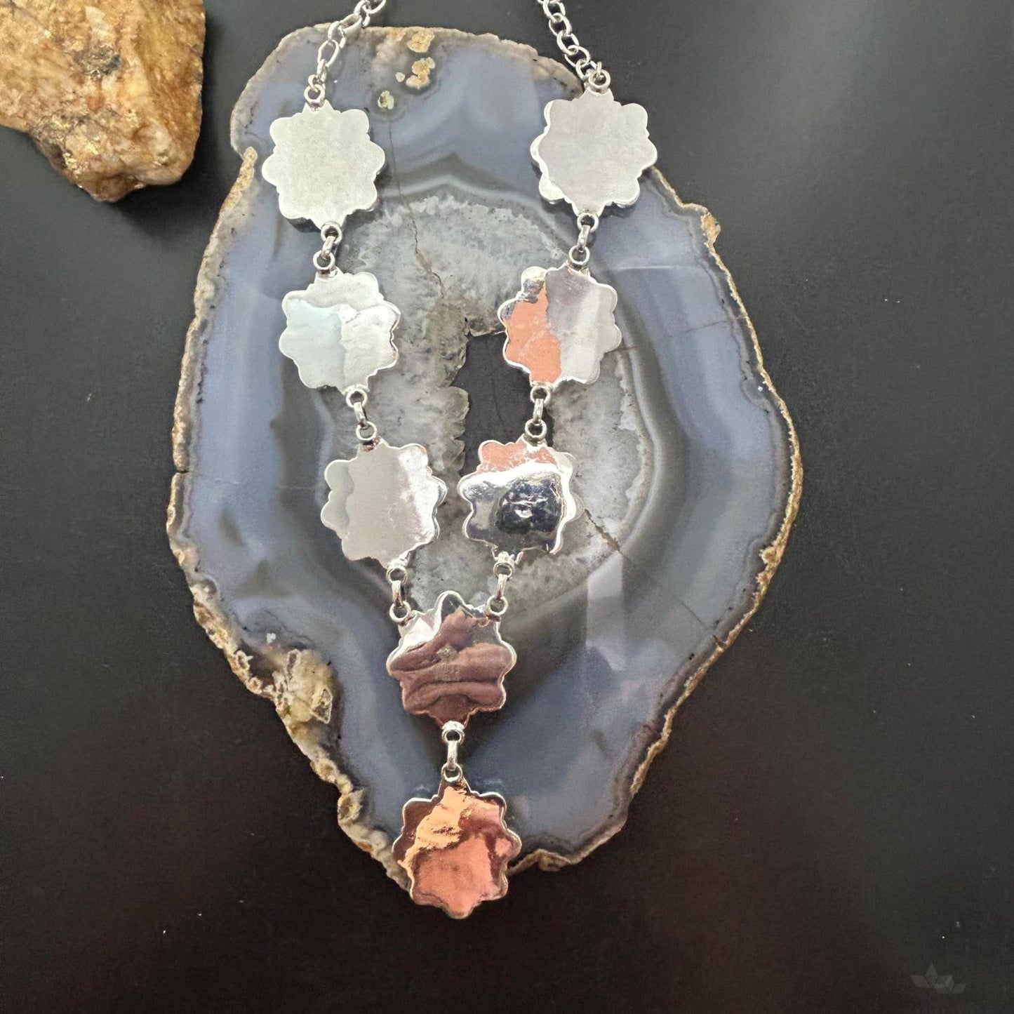 Sterling Silver Southwestern Style Mohave Turquoise 8 Cluster 19" Necklace For Women