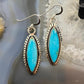 Native American Sterling Silver Marquise Blue Ridge Turquoise Dangle Earrings
