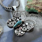 Alex Sanchez Sterling Silver Turquoise & Petroglyph Butterfly Pendant For Women