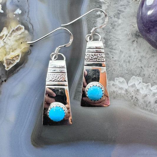 Michael Nez Sterling Silver Blue Turquoise Peaceful Sky Dangle Earrings For Women