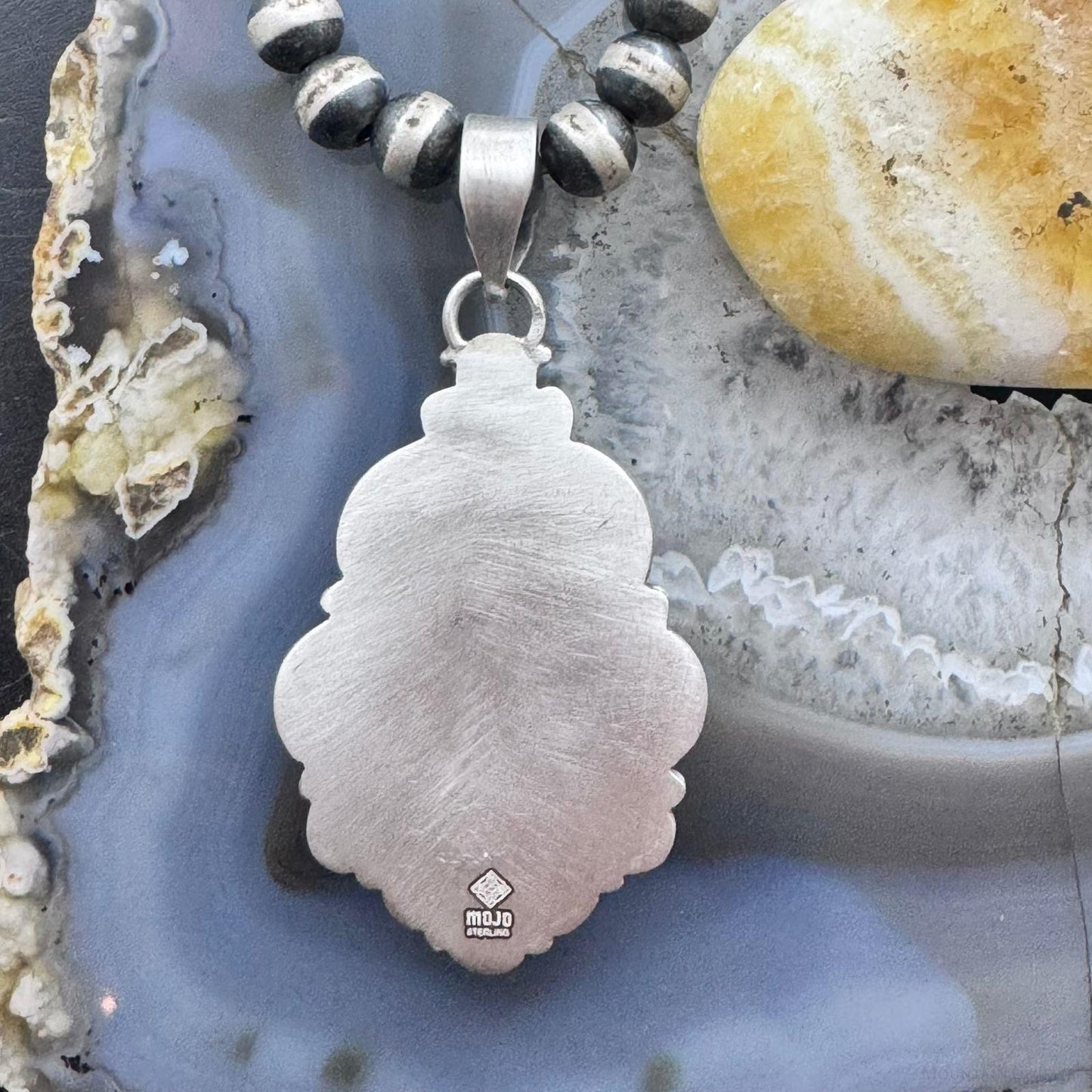 Sterling Silver Southwestern Style Teardrop Petrified Wood Decorated Pendant For Women