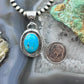 Native American Sterling Silver Oval Turquoise Decorated Unisex Pendant