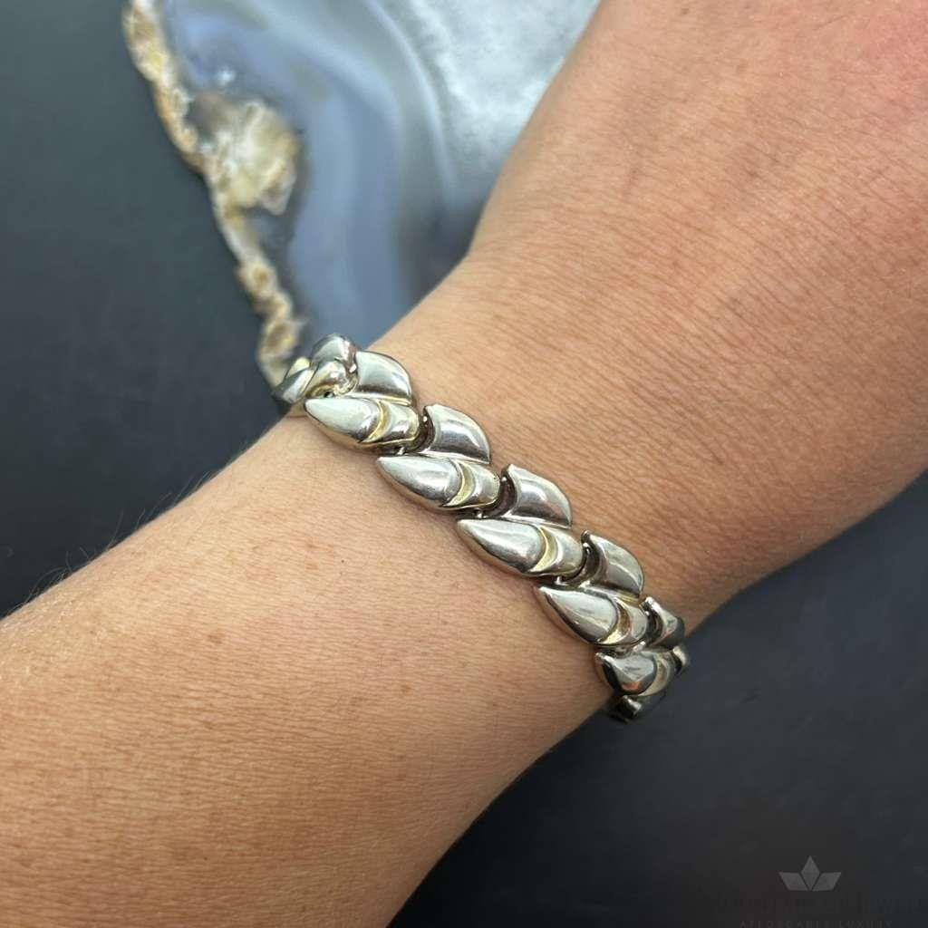 Vintage Sterling Silver Silver 7" Fashion Link Bracelet For Women