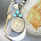 Genuine 1891 90% Silver Morgan Dollar Coin Teardrop Turquoise Decorated Pendant
