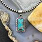 Native American Sterling Silver Rectangle Turquoise Decorated Pendant For Women