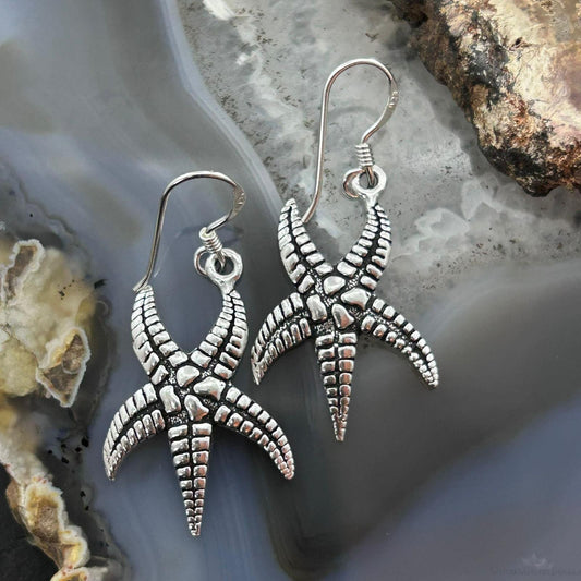 Sterling Silver Starfish Design Dangle Earrings For Women