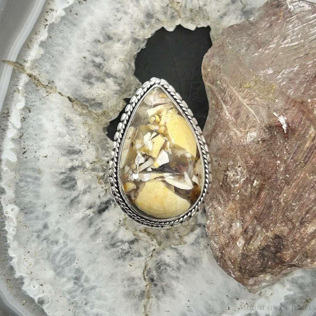 Sterling Silver Southwestern Style Teardrop Mookaite Jasper Ring Size 7.5 For Women