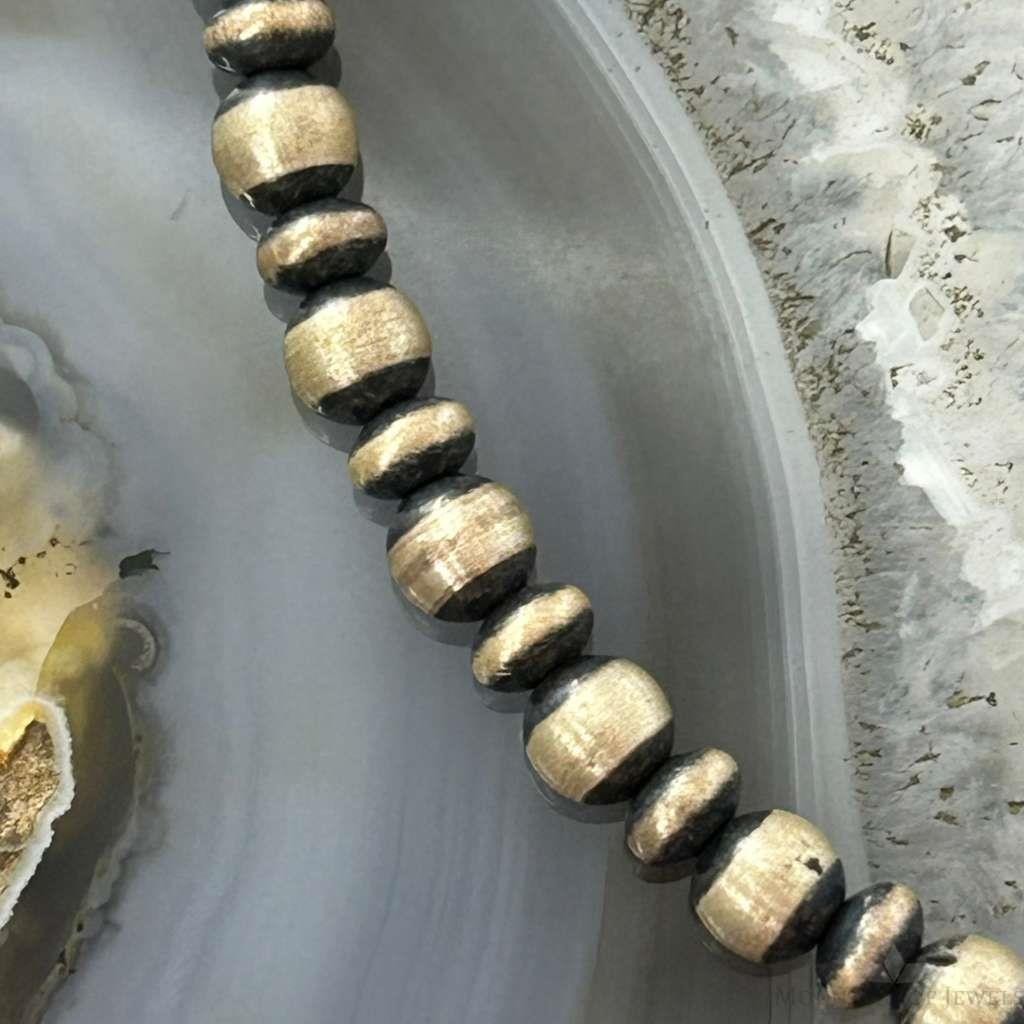 Native American Sterling Silver 5mm Navajo Pearl Beads 7"-8" Bracelet For Women