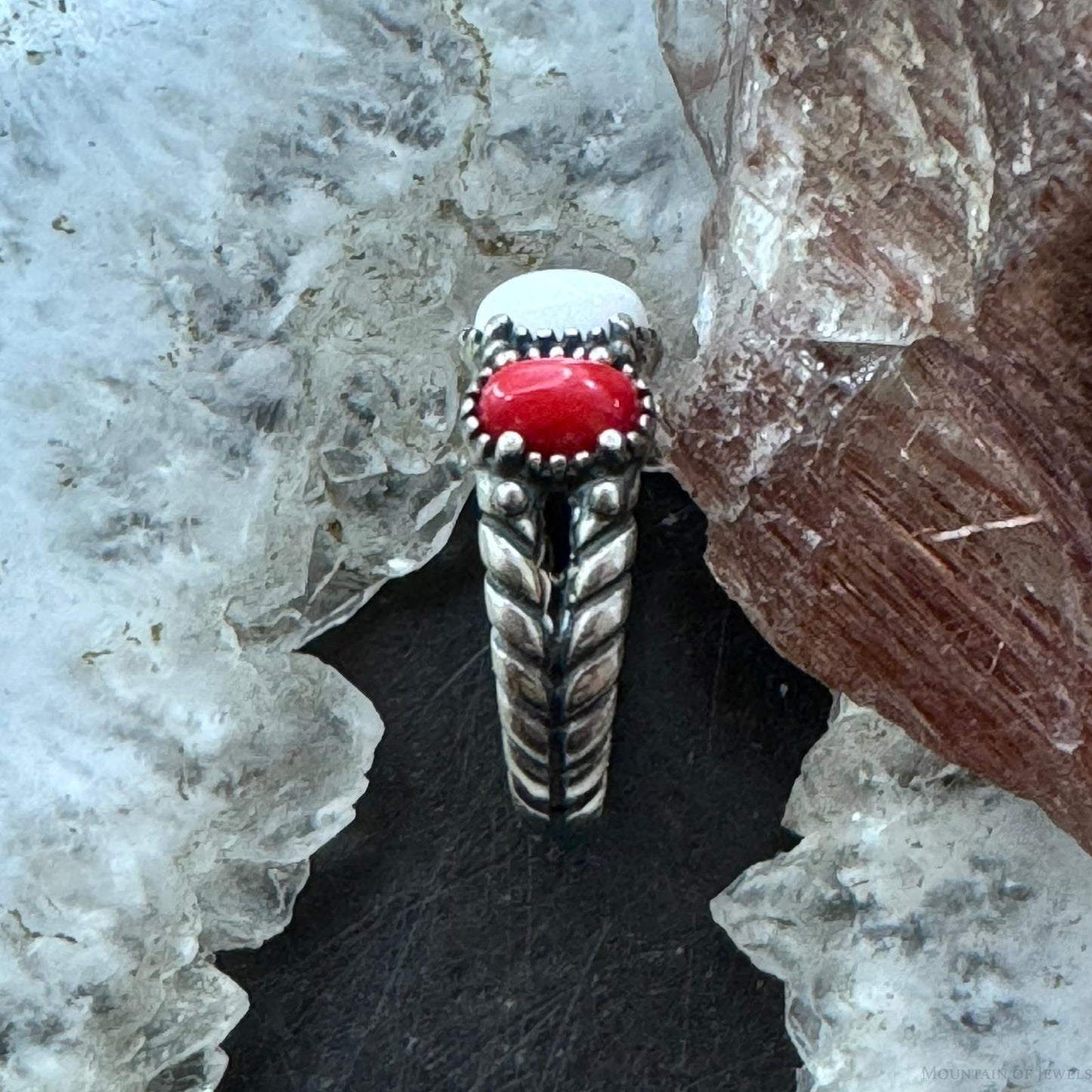 Carolyn Pollack Sterling Silver Oval Lapis, White Jasper, Red Jasper Ring Size 5 For Women