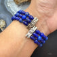 Carolyn Pollack Sterling Jaser, Lapis, Mop,3 Row Wire Stretchy Cuff For Women
