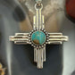 Sterling Silver Southwestern Style Round Mohave Turquoise Unisex Zia Pendant